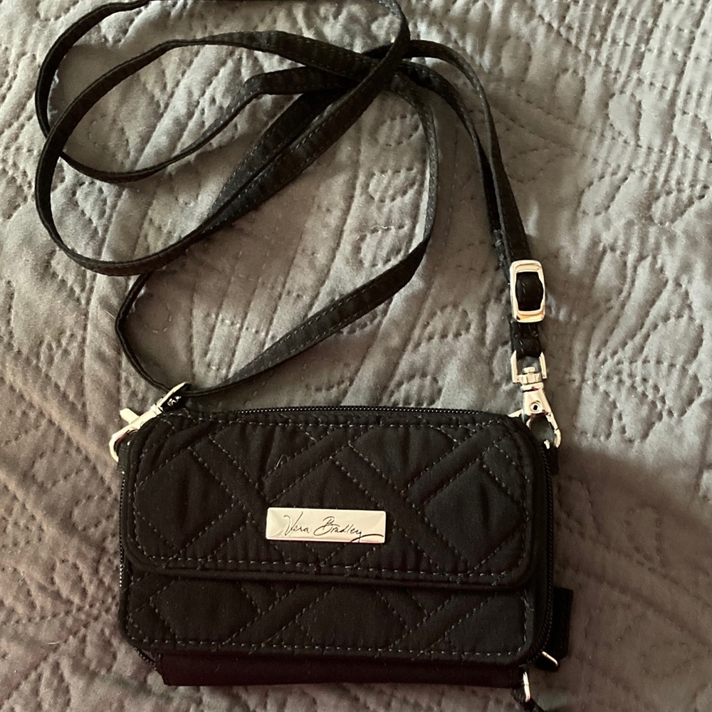 Vera Bradley Black Quilted Crossbody Wallet